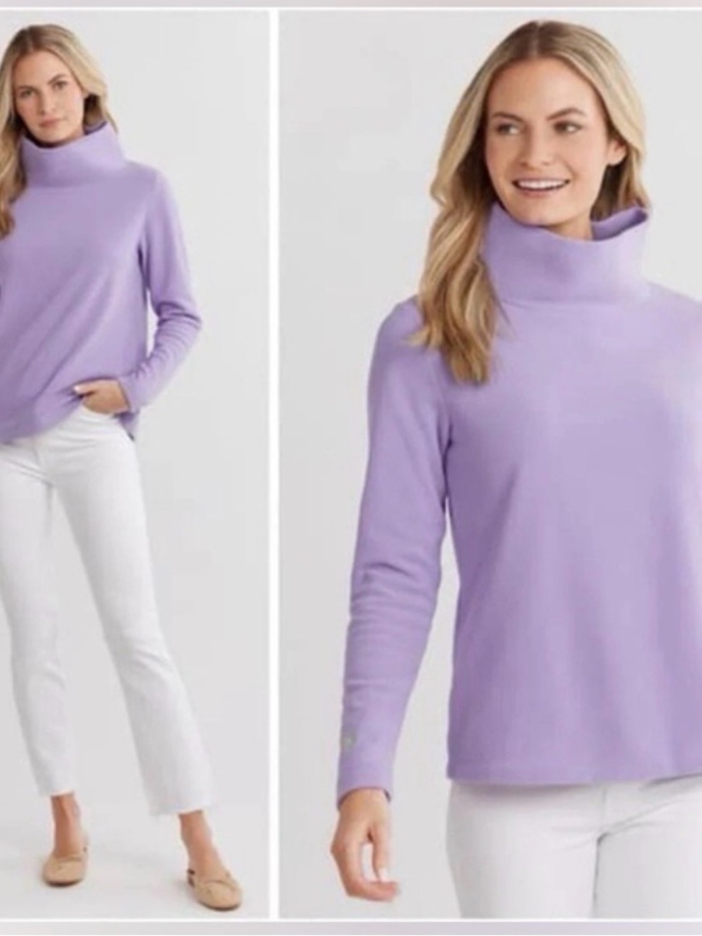 Dudley Stephens Lavender Cowl Neck Turtleneck Sweater